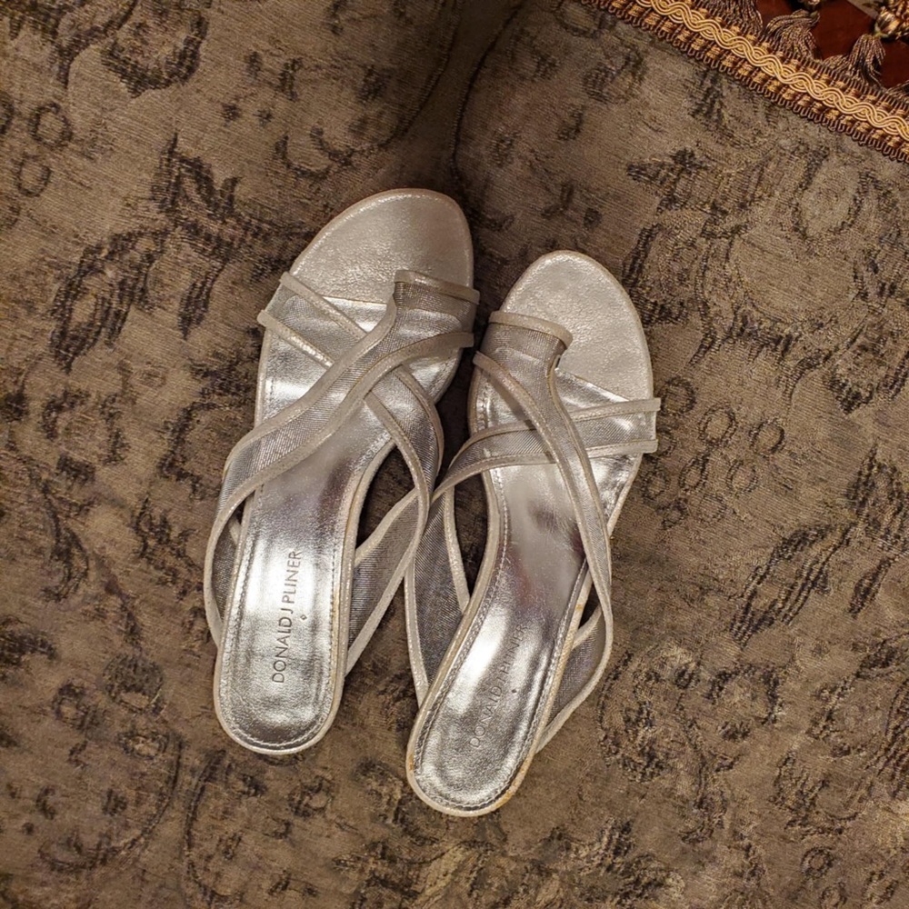 Donald J. Pliner Shimmering Silver Strappy Heels